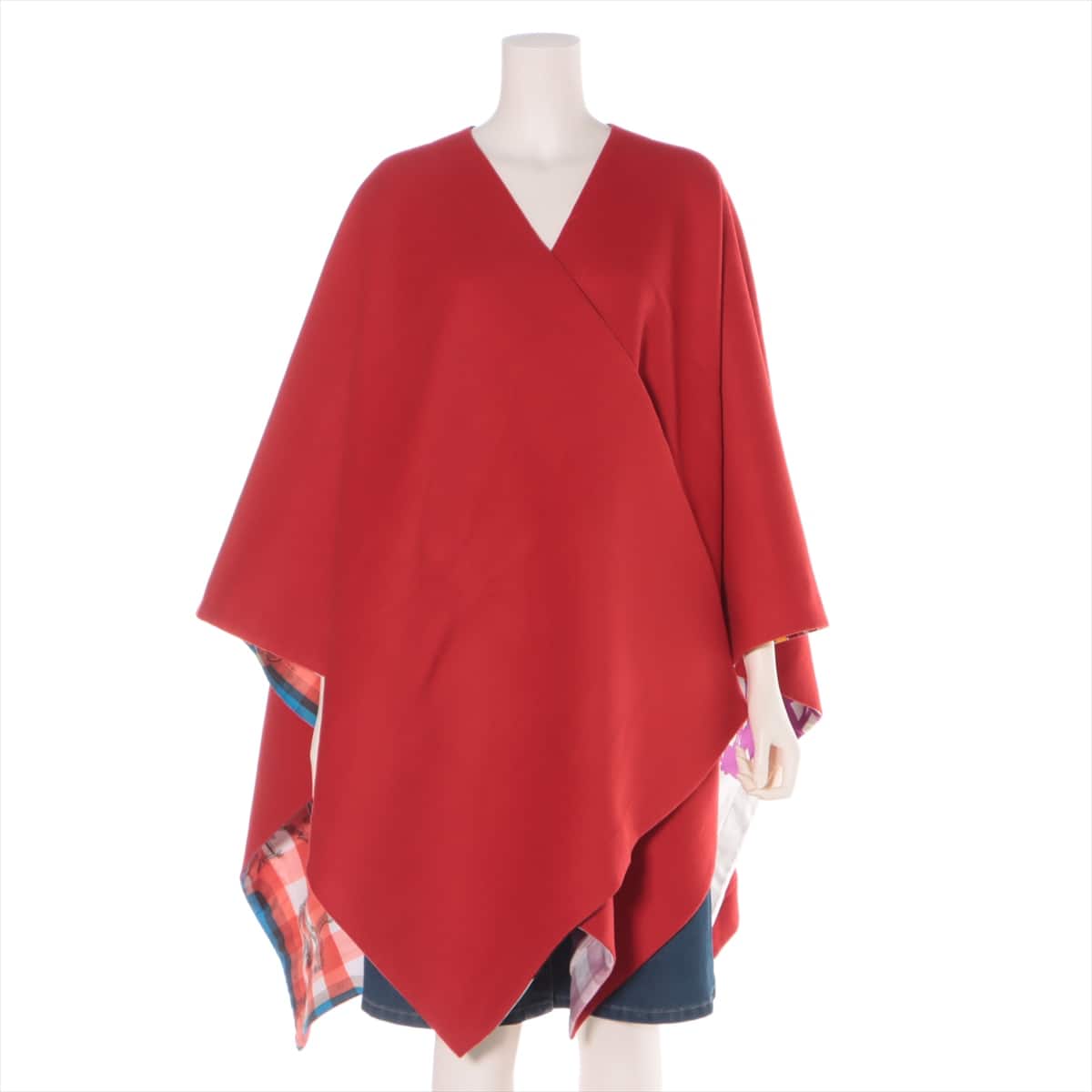 Hermès Cashmere & Silk Poncho F Ladies' Red  Total lining pattern Reversible