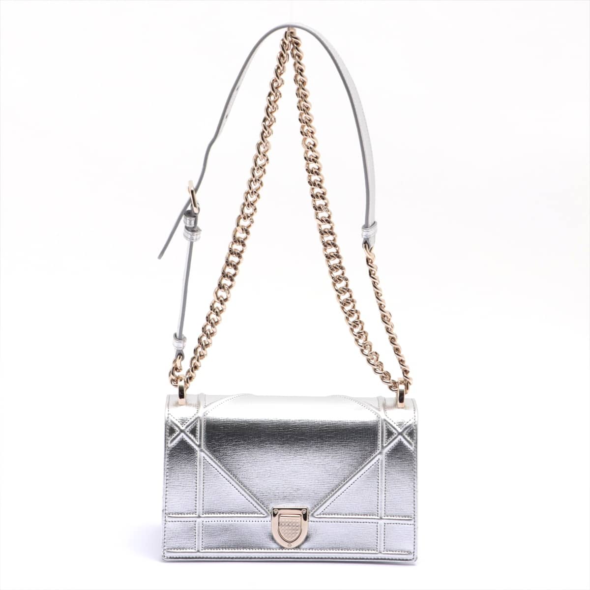 Christian Dior Diorama Leather Chain shoulder bag Silver