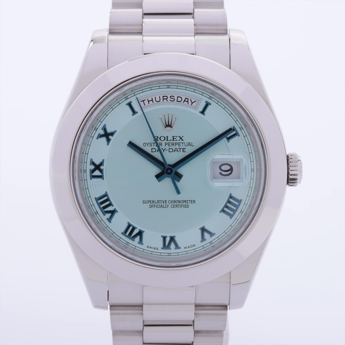 Rolex Day Date Ⅱ 218206 PT AT Iceblue-Face Extra Link 2