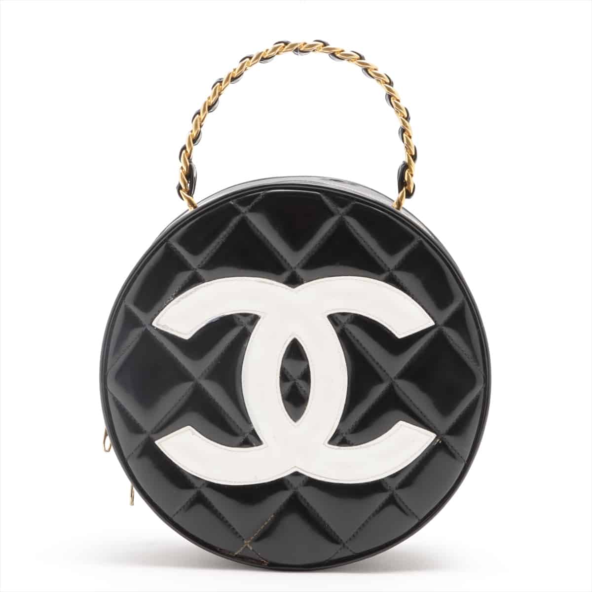 Chanel Coco Mark Patent leather Vanity bag Black Gold Metal fittings 3XXXXXX