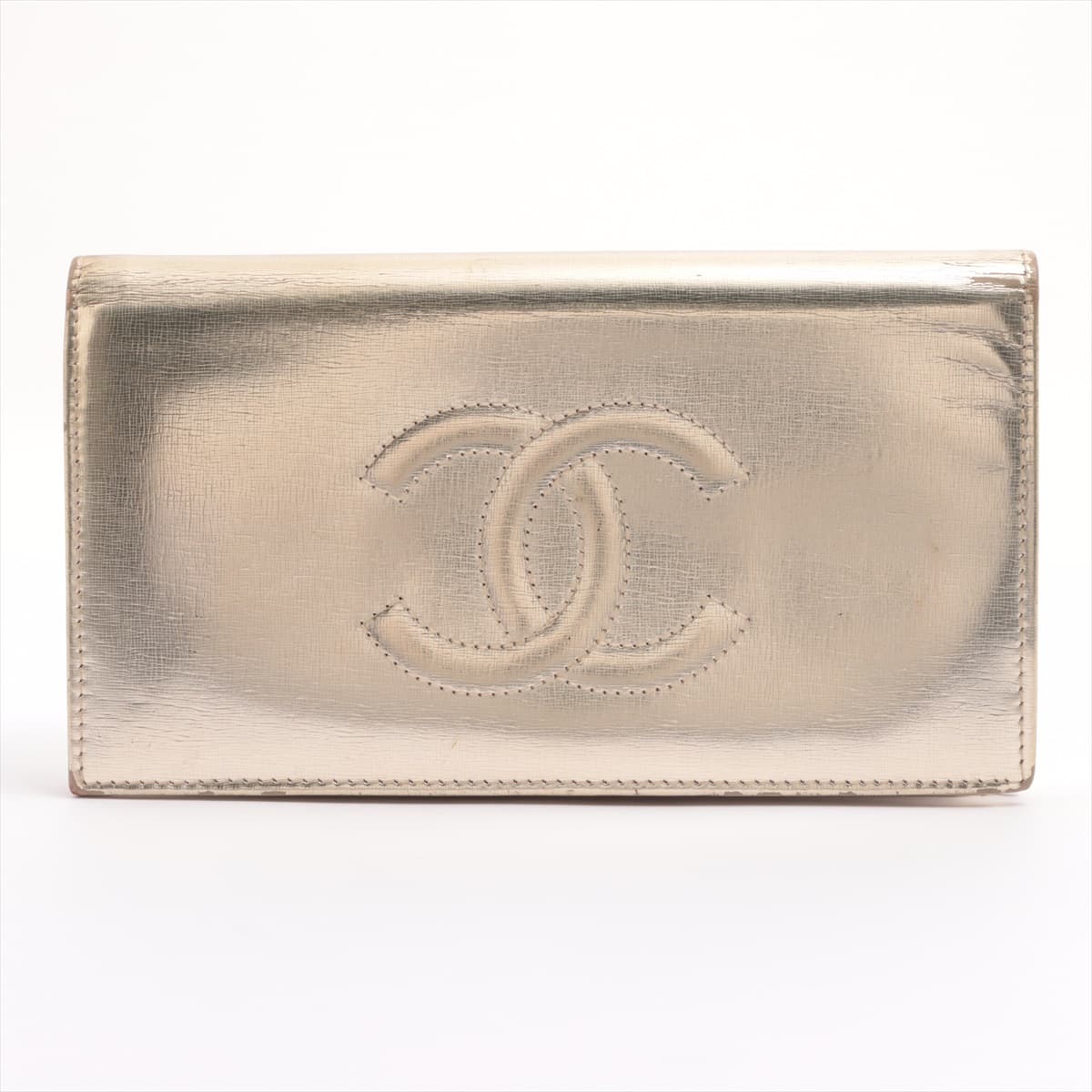 Chanel Coco Mark Leather Wallet Gold Gold Metal fittings 12XXXXXX