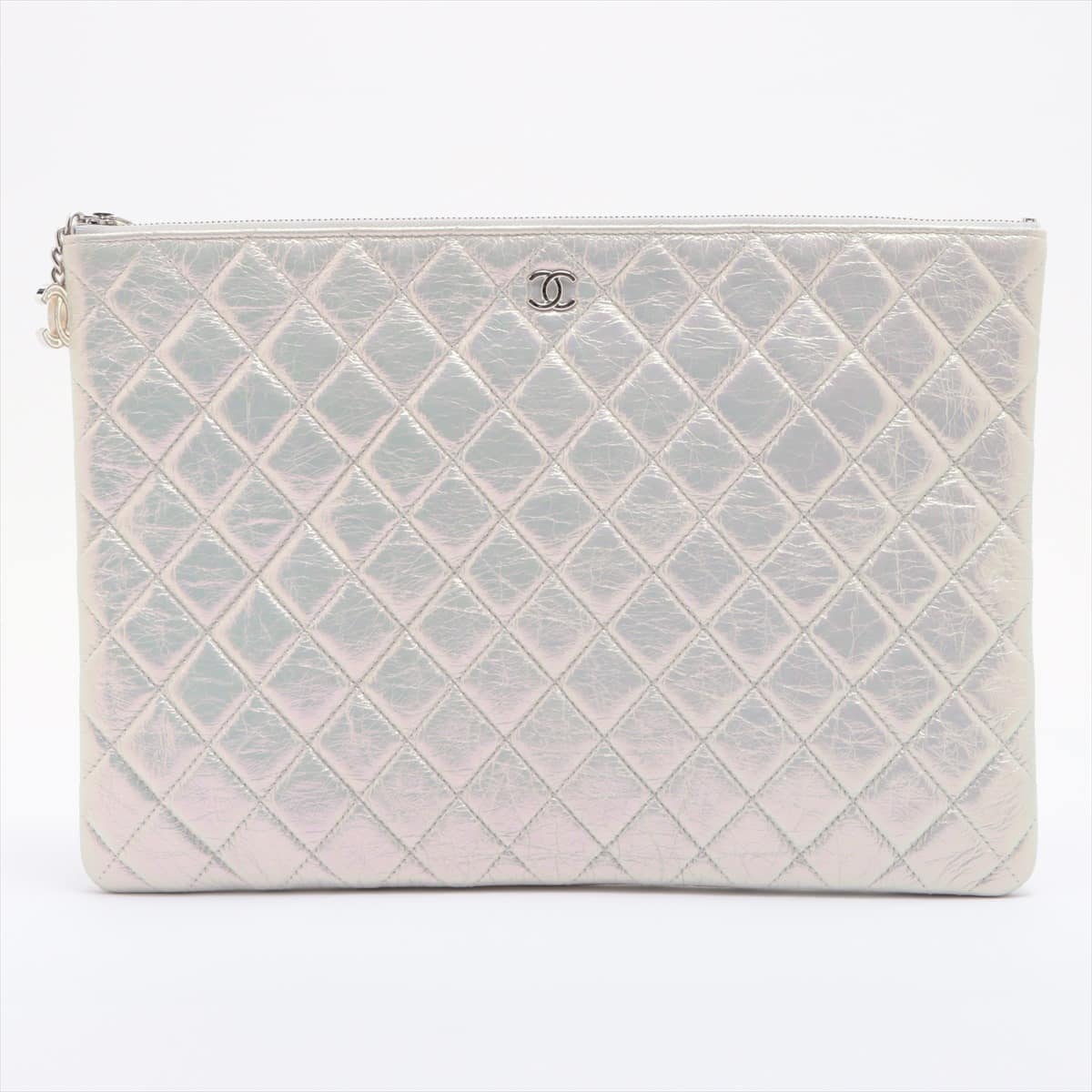 Chanel Matelasse Leather Clutch bag Aurora Silver Metal fittings 27th