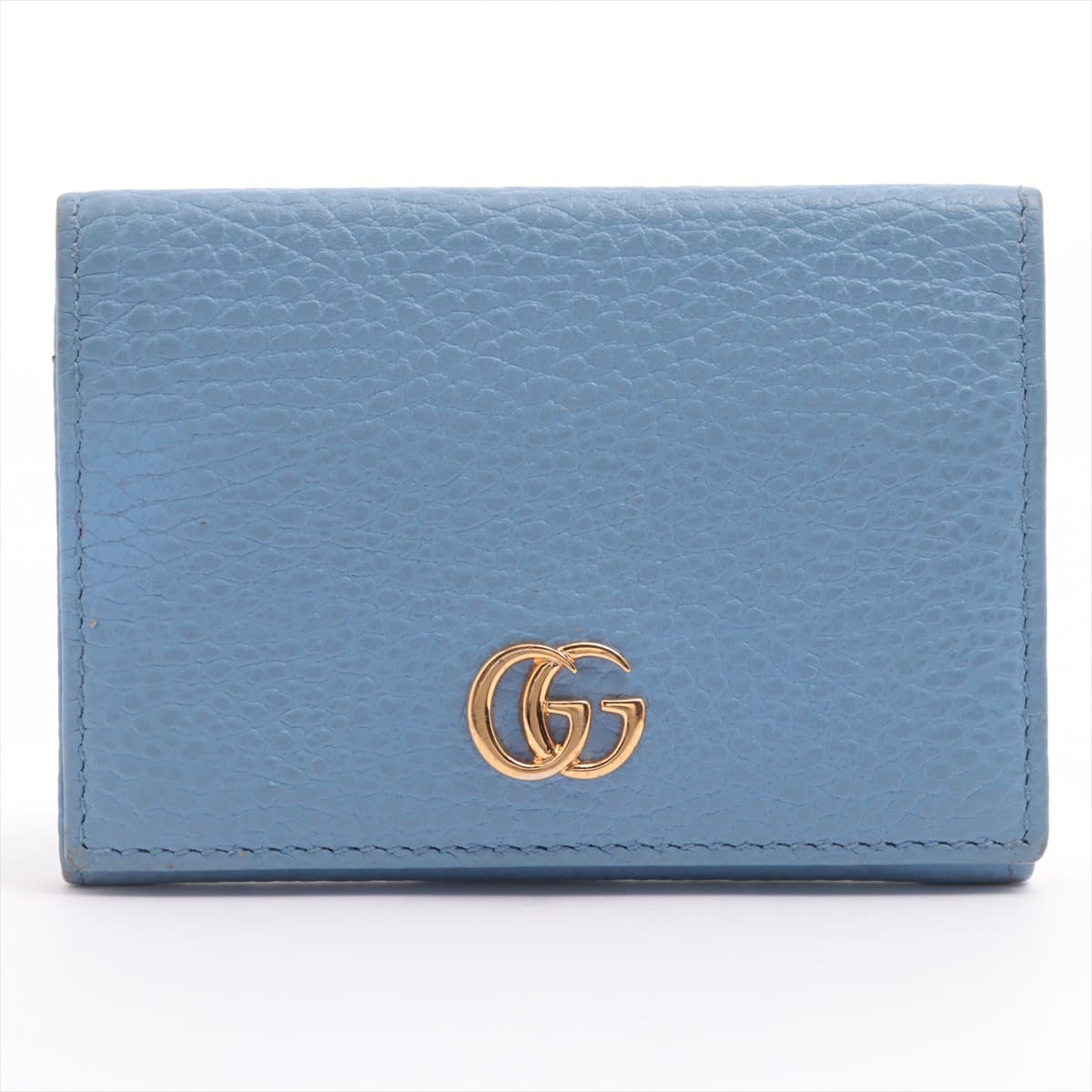 Gucci GG Marmont Leather Card Case Blue Exterior scratches There is a pen mark on the inside