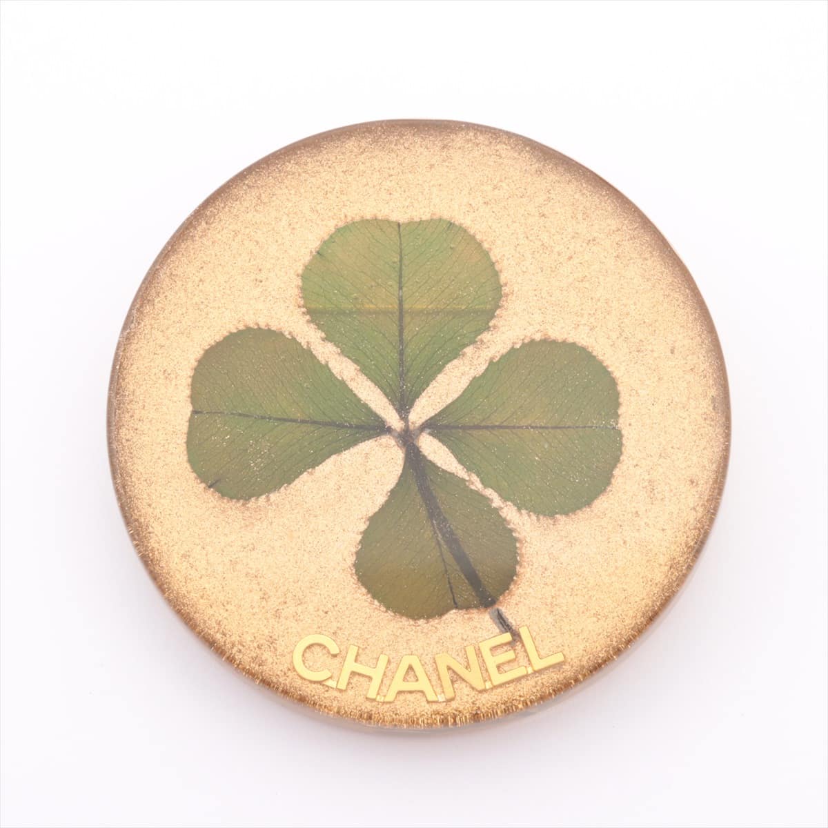 Chanel Clover 01C Brooch Plastic Gold