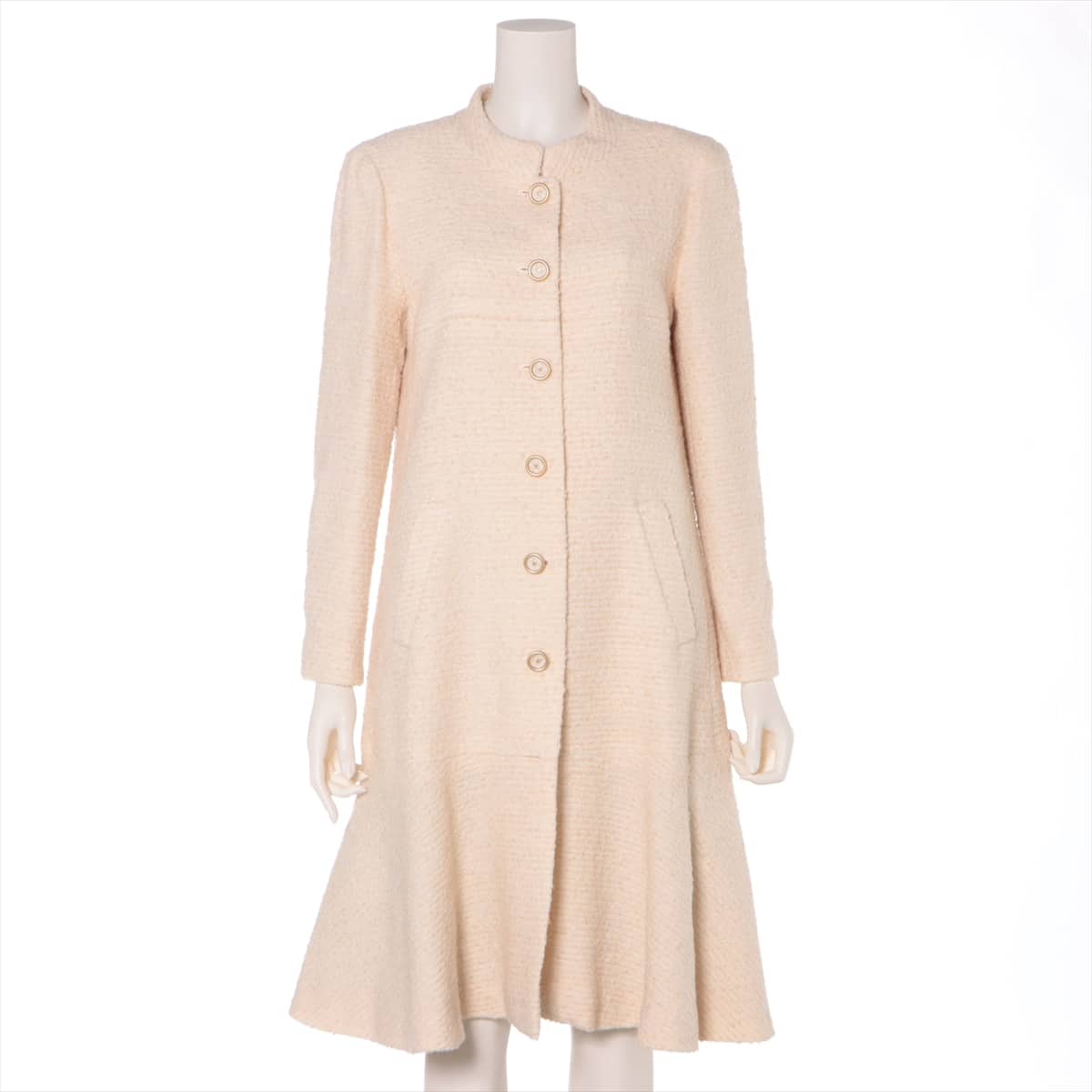 Chanel Coco Button 01A Tweed Long coat 38 Ladies' Ivory