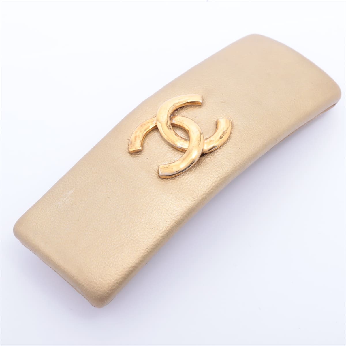Chanel Coco Mark Hair Slide GP & Leather Gold
