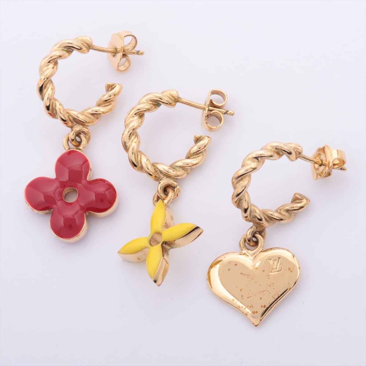 Louis Vuitton M65370 Boucle d'Oreille Sweet Monogram Piercing jewelry (for both ears) GP×Enamel Gold
