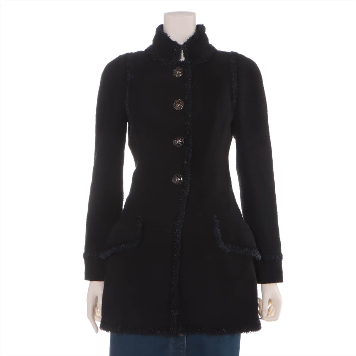 Chanel Coco Button P45 Tweed coats 36 Ladies' Black
