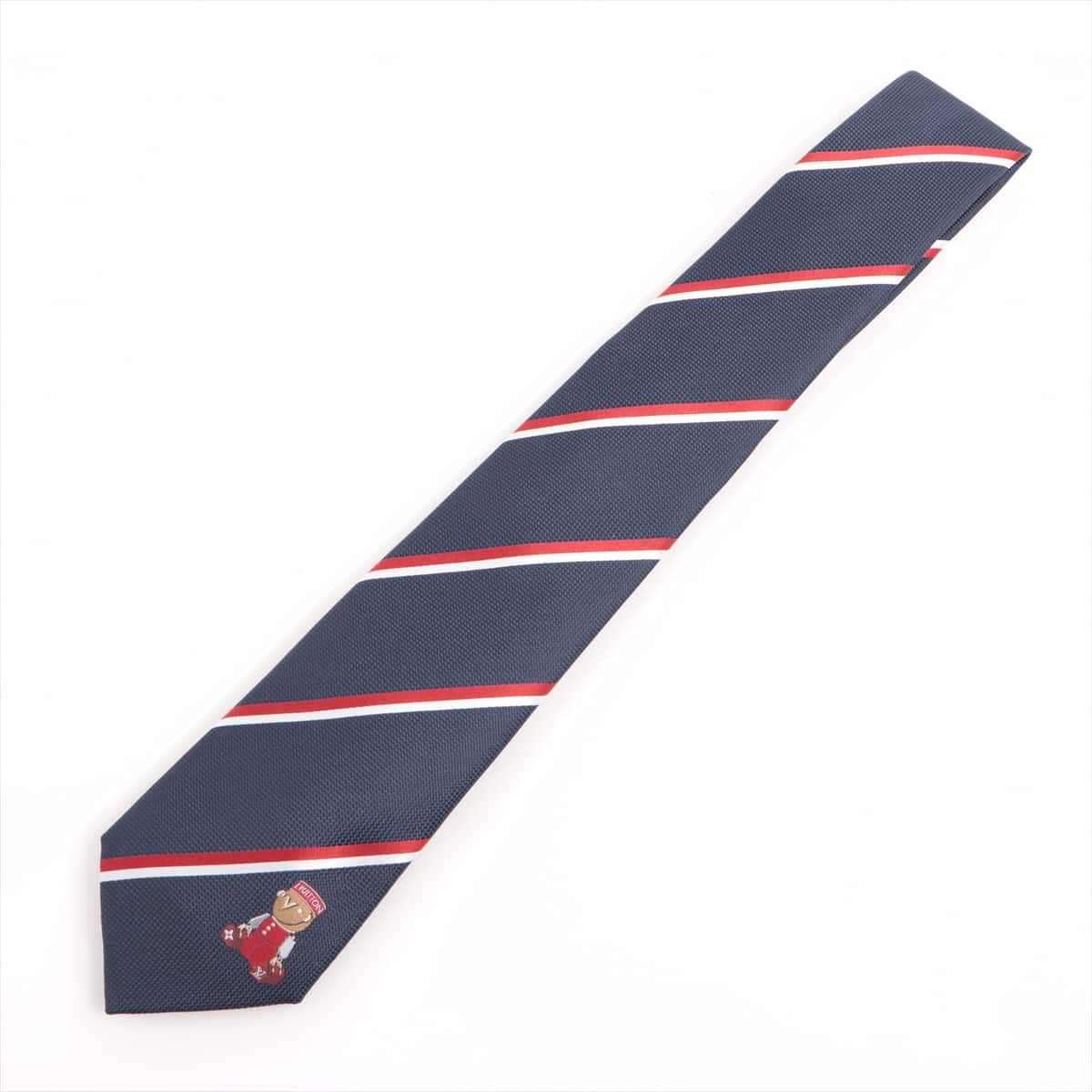 Louis Vuitton M76859 Cravat LV stripes Gaston 7CM MR0261 Necktie Silk Navy x red