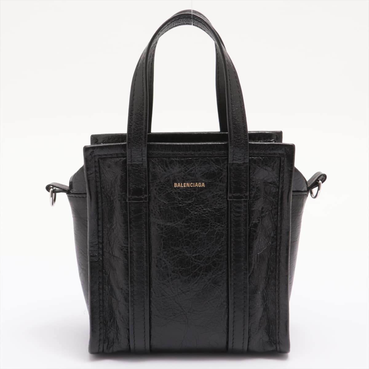 Balenciaga Bazal shopper XXS Leather 2way handbag Black 513988