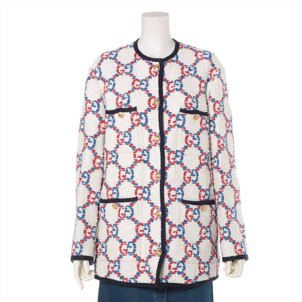 Gucci 19-year Tweed Collarless jacket 40 Ladies' Multicolor  Intarsia GG pattern