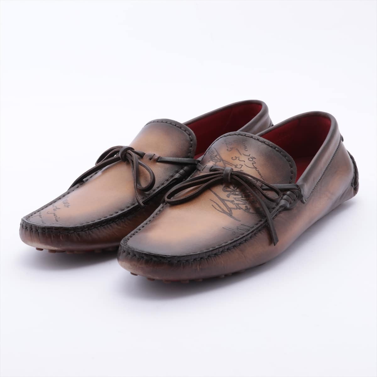Berluti Calligraphy Leather Driving shoes 8 Men's Brown