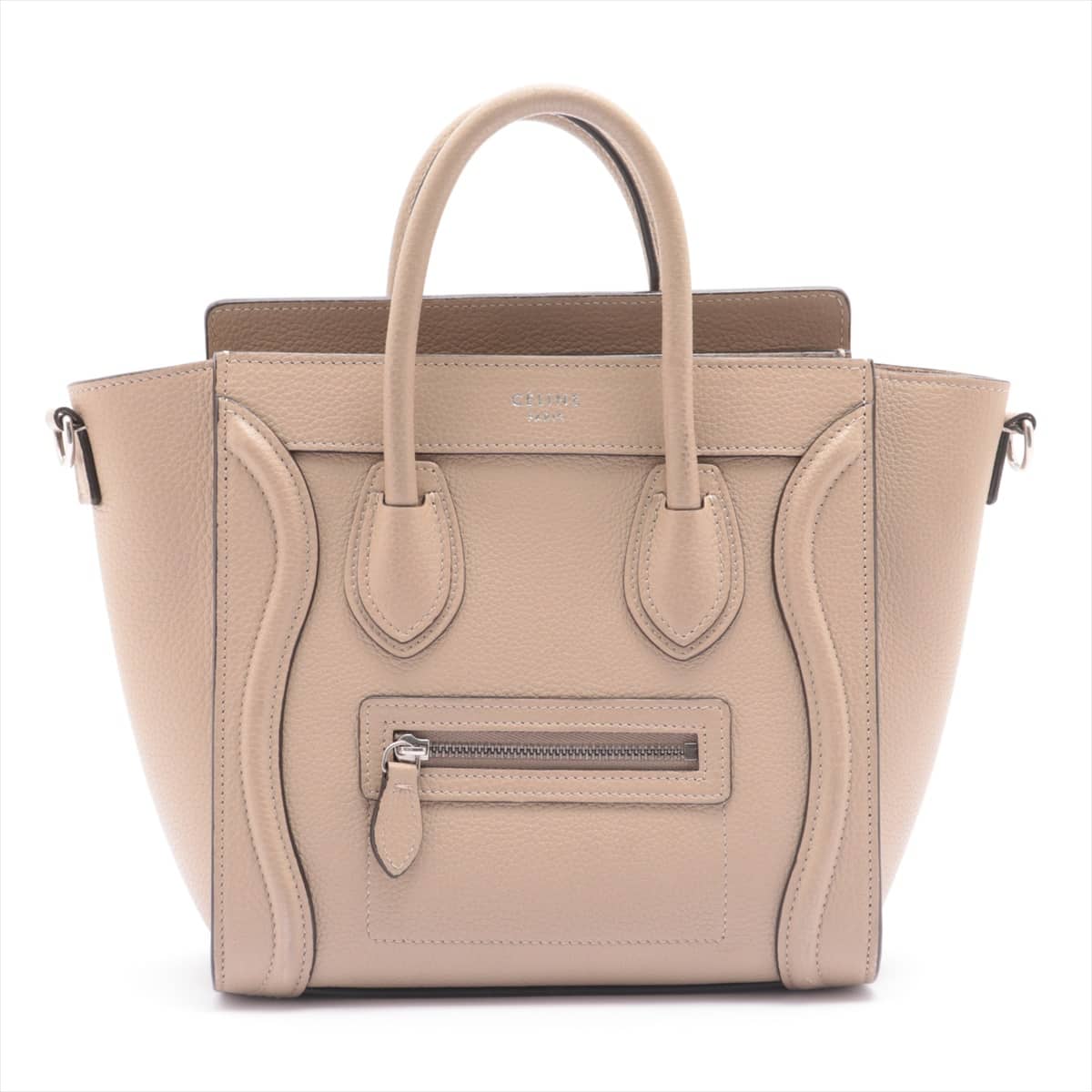 CELINE Luggage Nano shopper Leather 2way handbag Beige