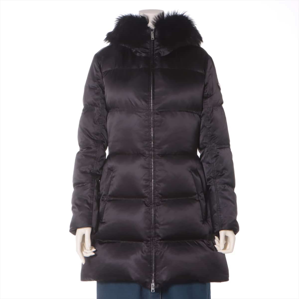 Prada 20 years Nylon Down coat 40 Ladies' Black  Removable fur