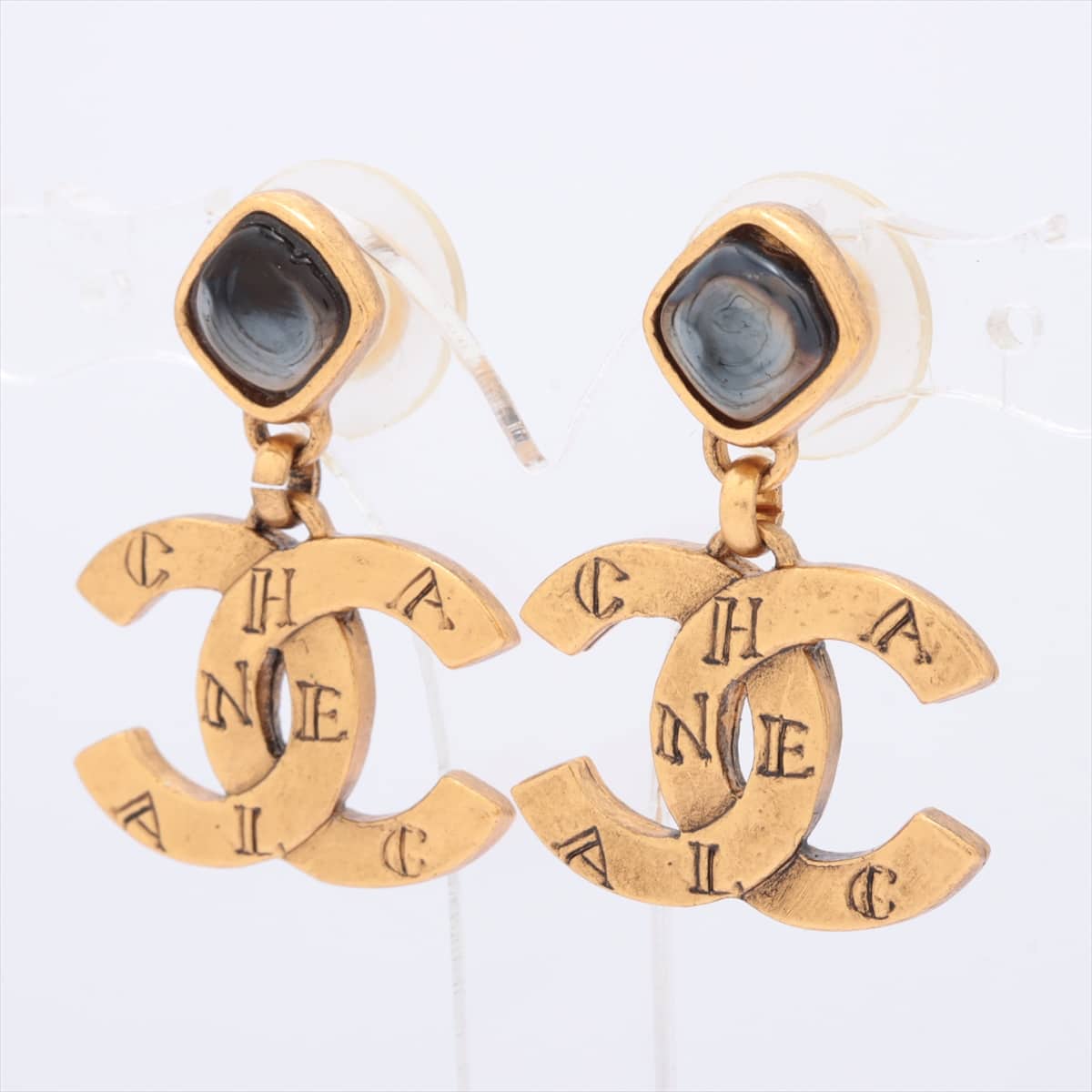 Chanel Coco Mark 99A Piercing jewelry (for both ears) GP x color stone Gold