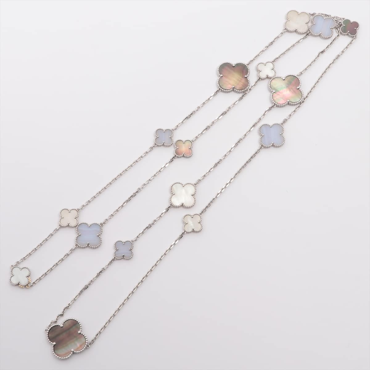 Van Cleef & Arpels Magic Alhambra 16P shells Chalcedony Long necklaces 750(WG) 68.3g