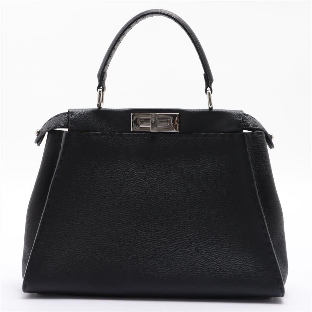 Fendi PEEKABOO REGULAR Selleria Leather 2way handbag Black 8BN226