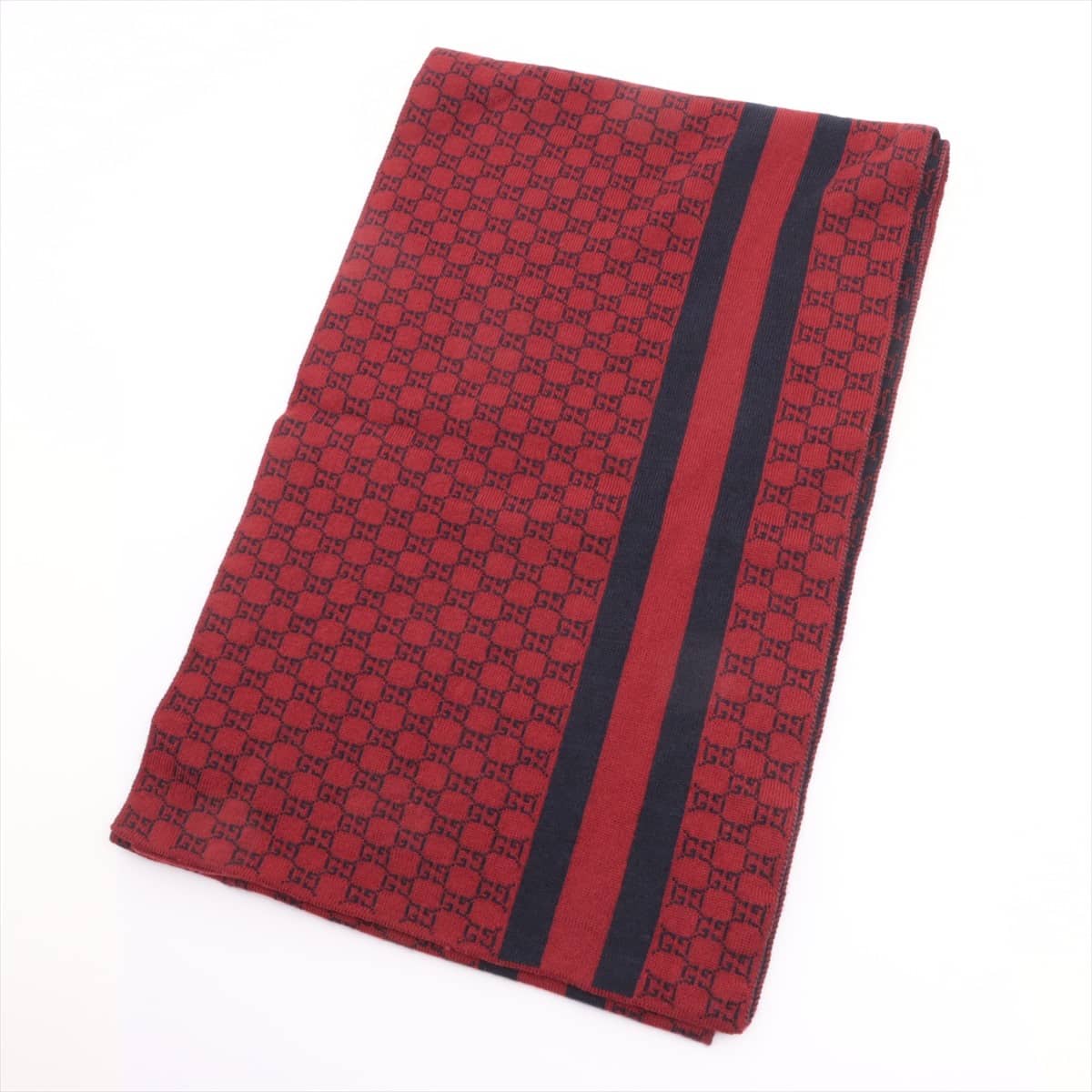 Gucci 438253 3G206 6268 GG Scarf Wool Navy x red