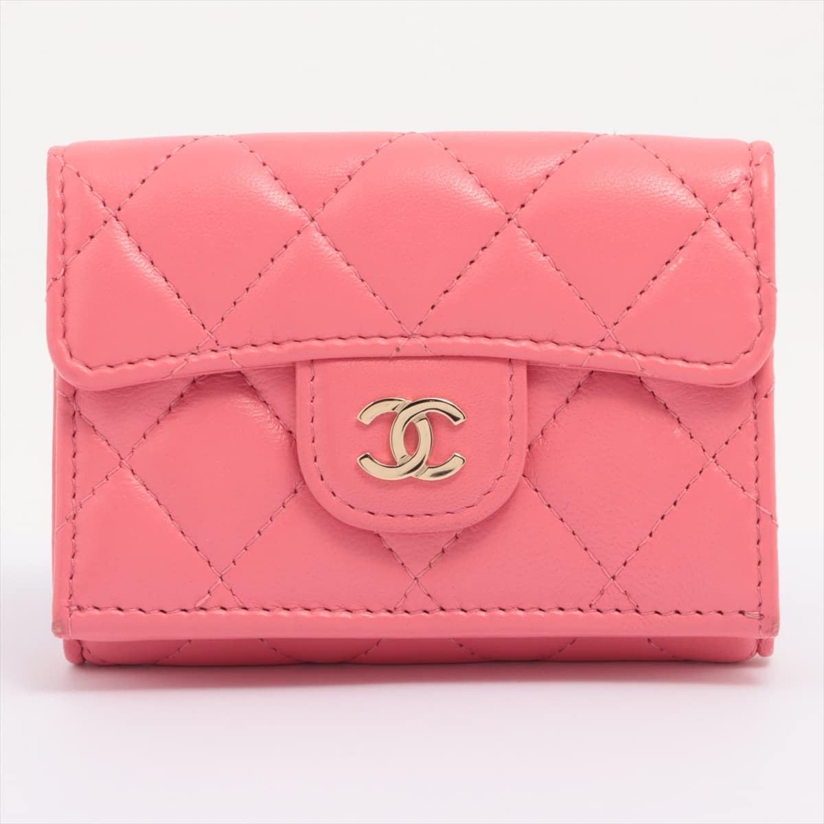 Chanel Matelasse Lambskin Wallet Pink Gold Metal fittings 30