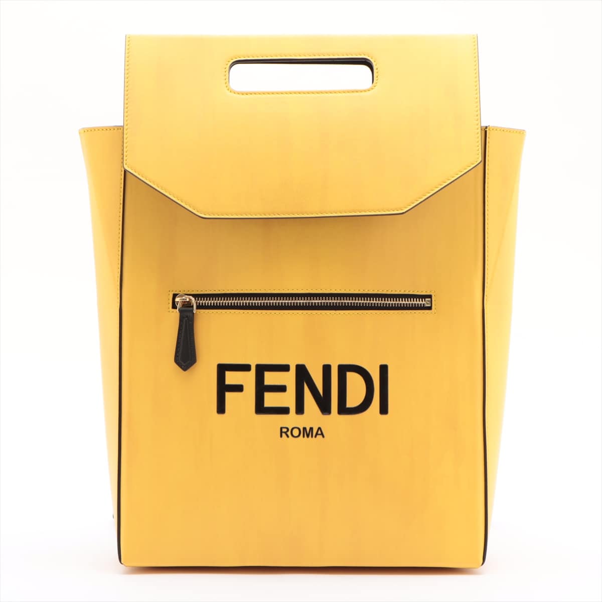 Fendi Logo Leather Backpack Yellow 7VZ060