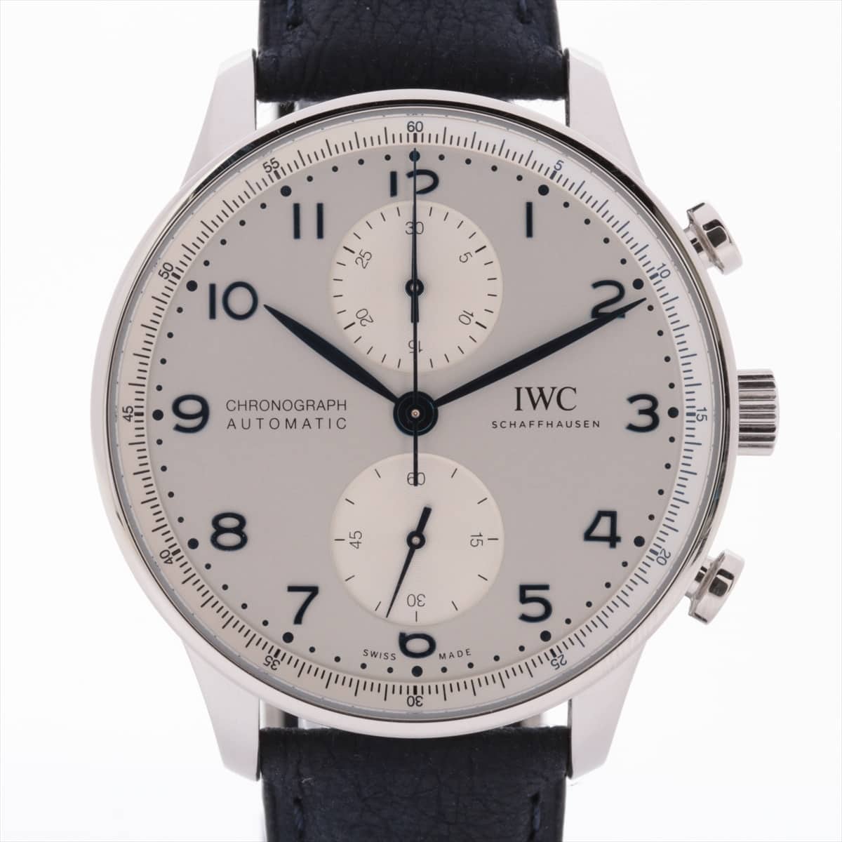 IWC Portugieser IW371605 SS & Leather AT Silver-Face