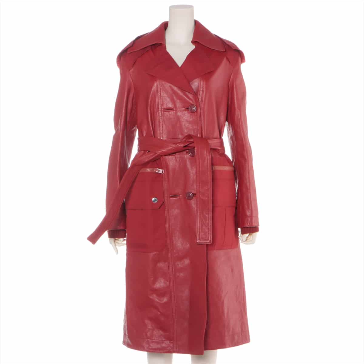 COACH Leather Long coat 2 Ladies' Red Lined  10011201