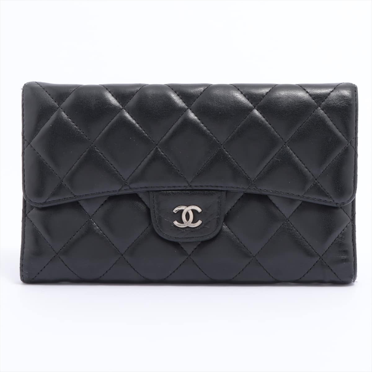 Chanel Matelasse Leather Wallet Black Silver Metal fittings 13XXXXXX