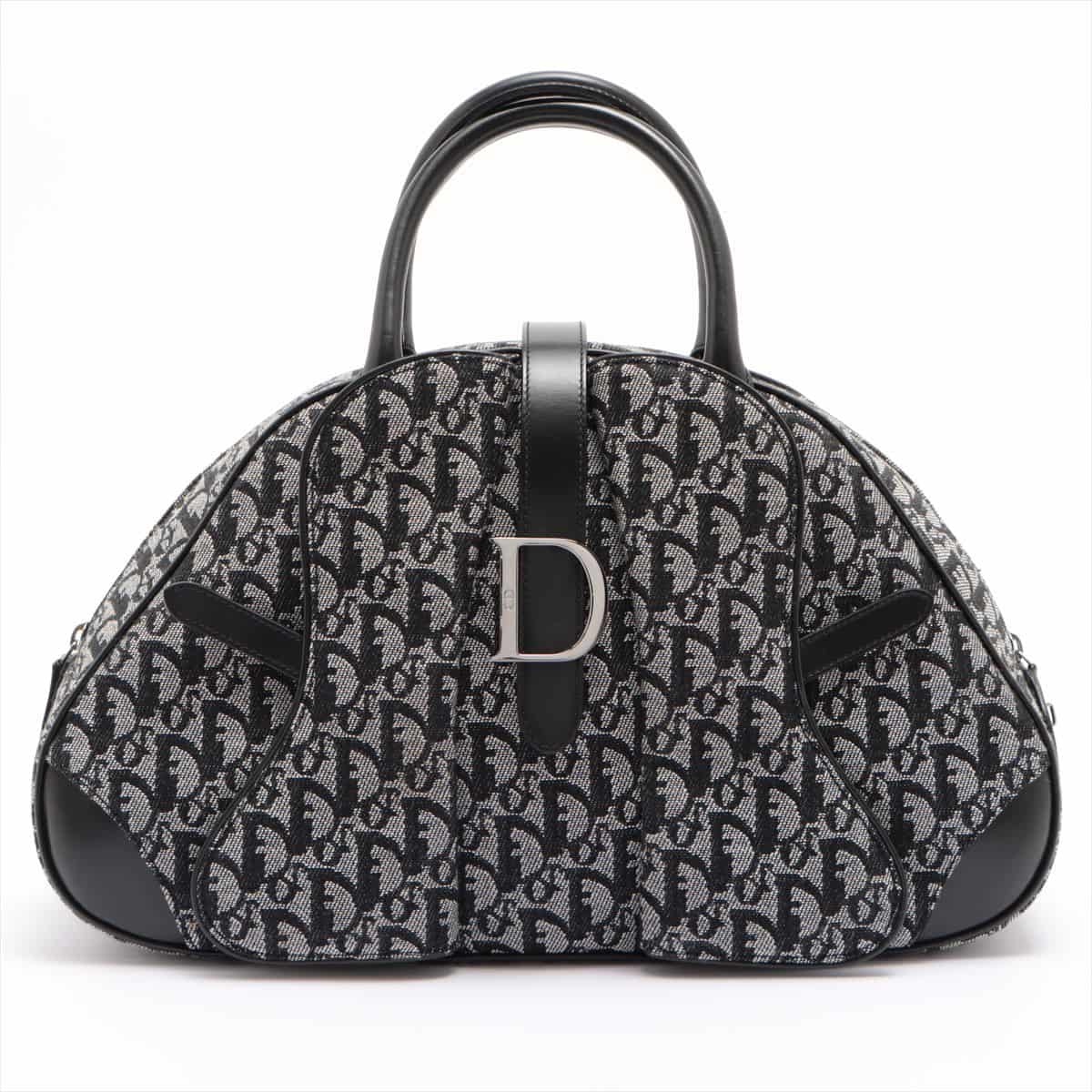 Christian Dior Trotter Double saddle Canvas & leather Hand bag Black