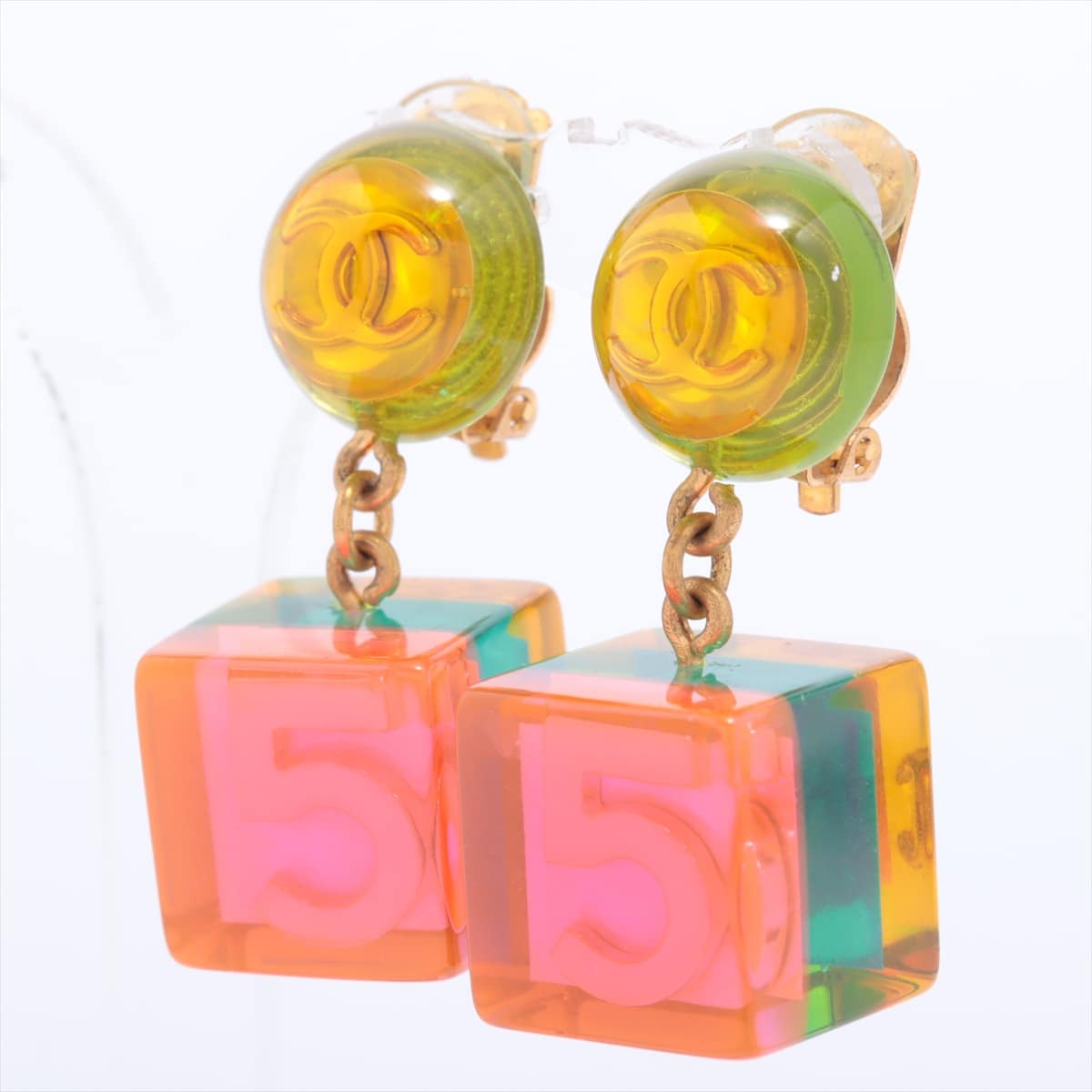 Chanel Coco Mark 97P Earrings (for both ears) GP Multicolor