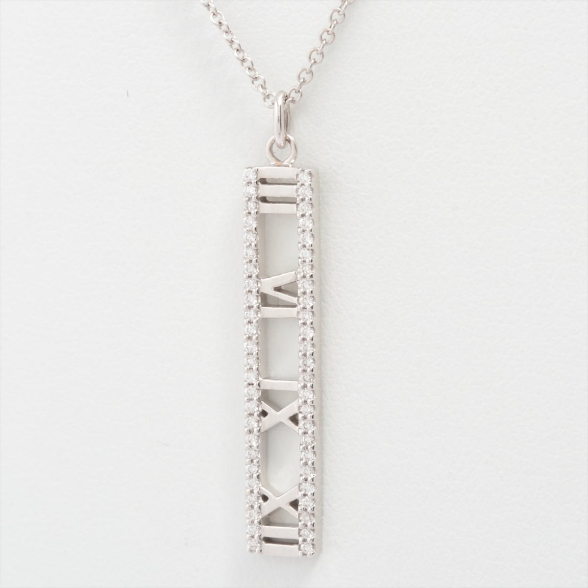 Tiffany Atlas bar diamond Necklace 750WG 3.5g