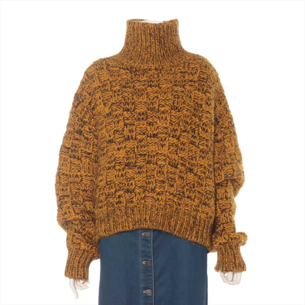 CELINE Phoebe Wool x alpaca High-Neck Knit XS Ladies' mustard