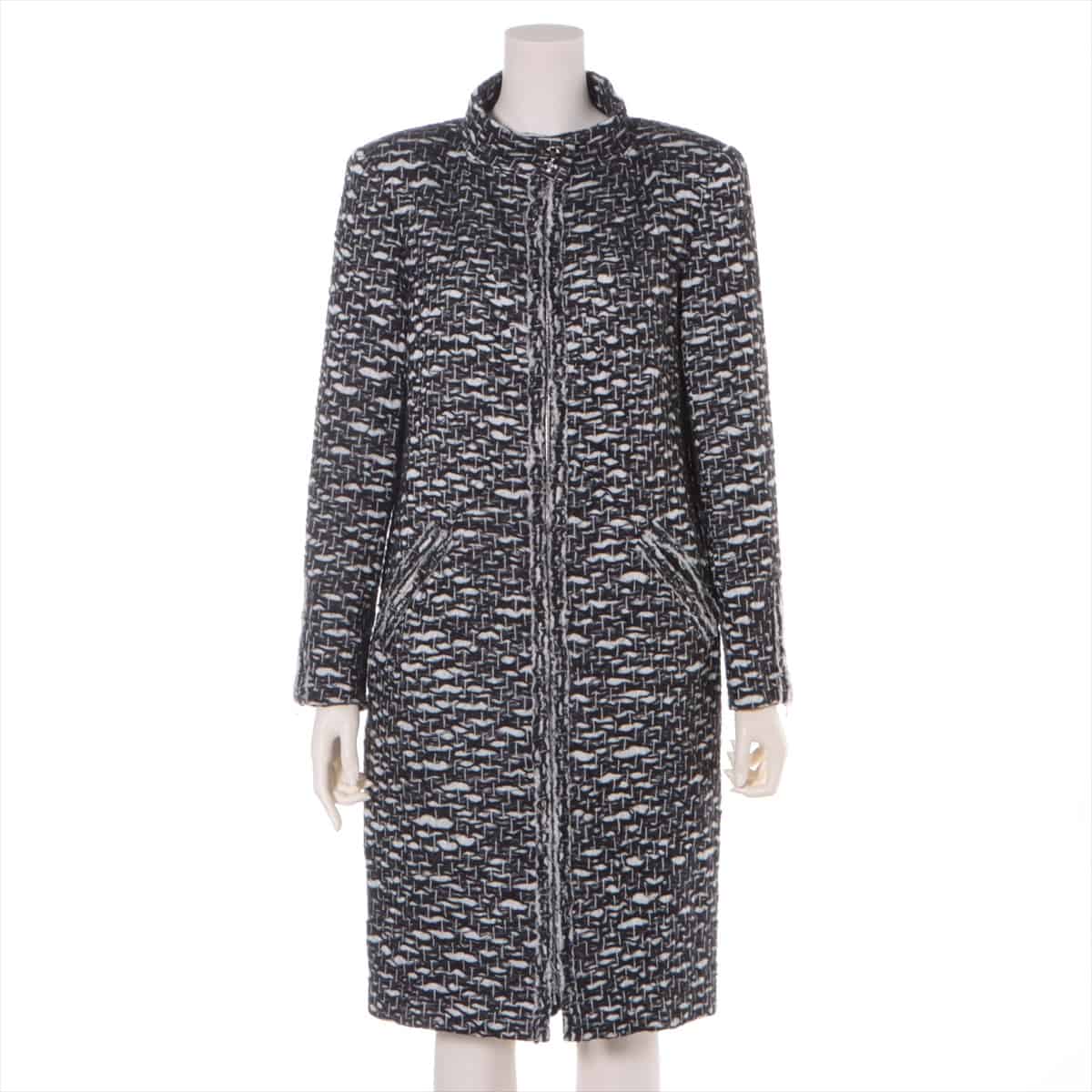 Chanel Coco Button P38 Wool & Polyester Long coat 40 Ladies' Black × White
