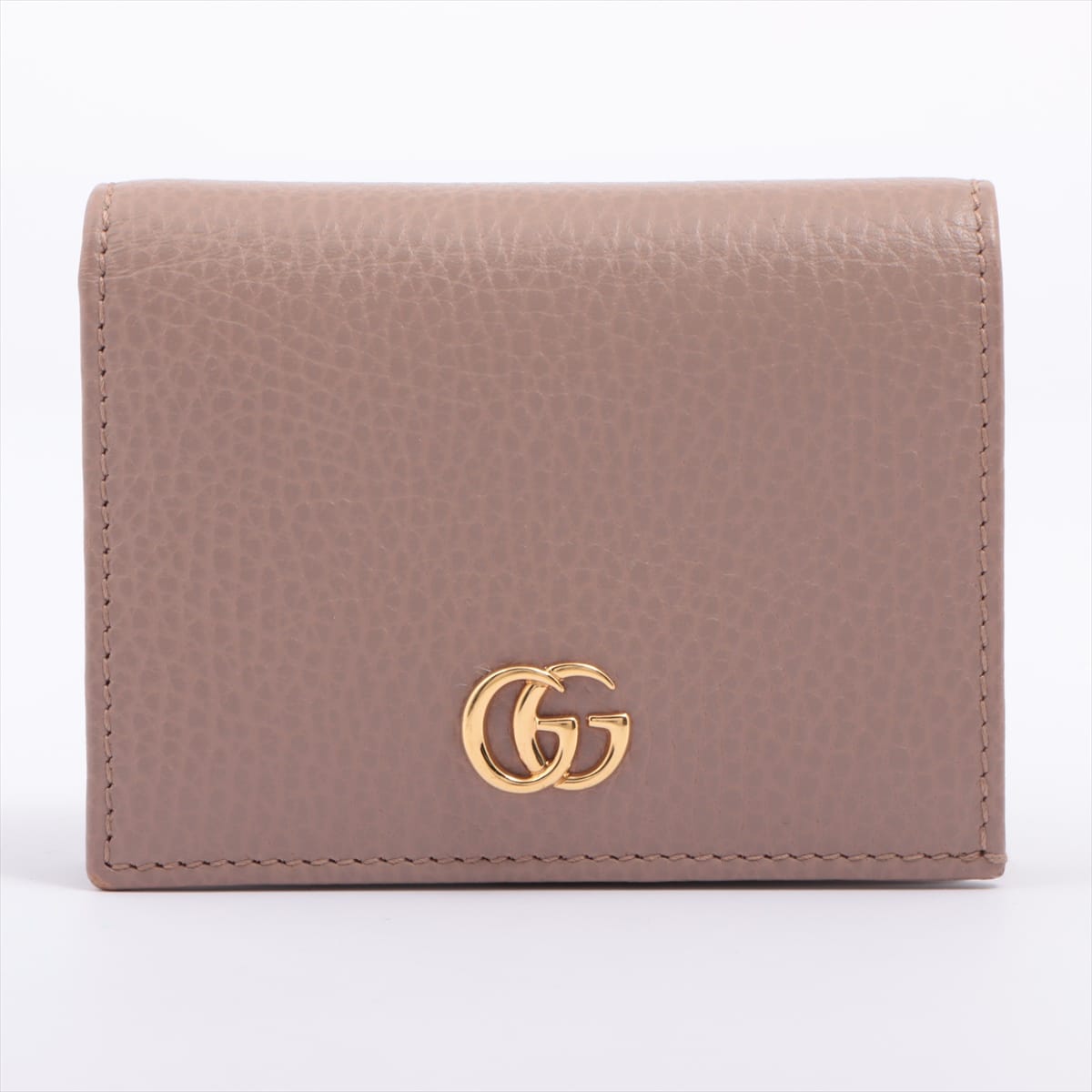Gucci GG Marmont 456126 Leather Compact Wallet Beige