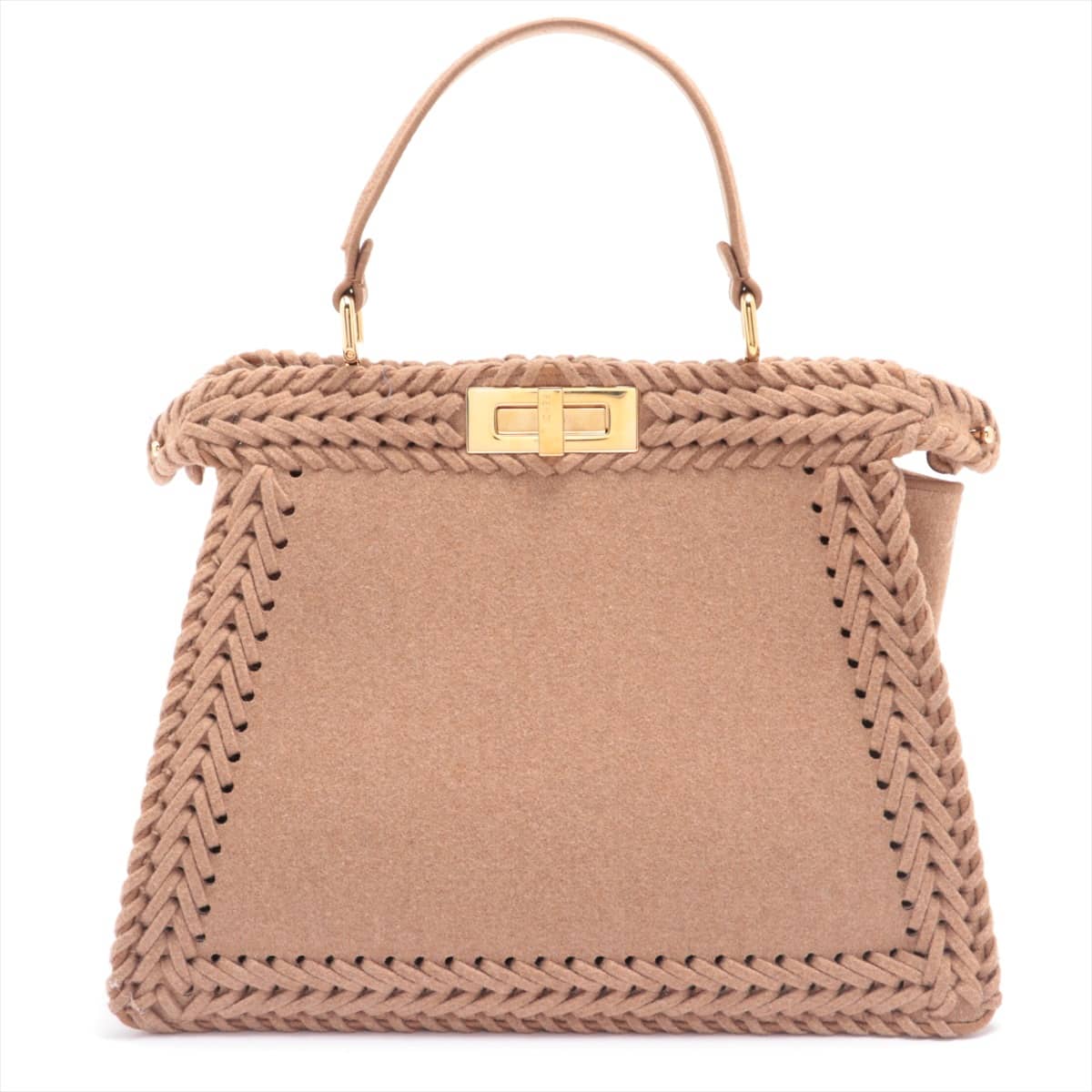 Fendi Peek-a-boo ICU Co., Ltd. Medium Wool 2way handbag Beige 8BN321