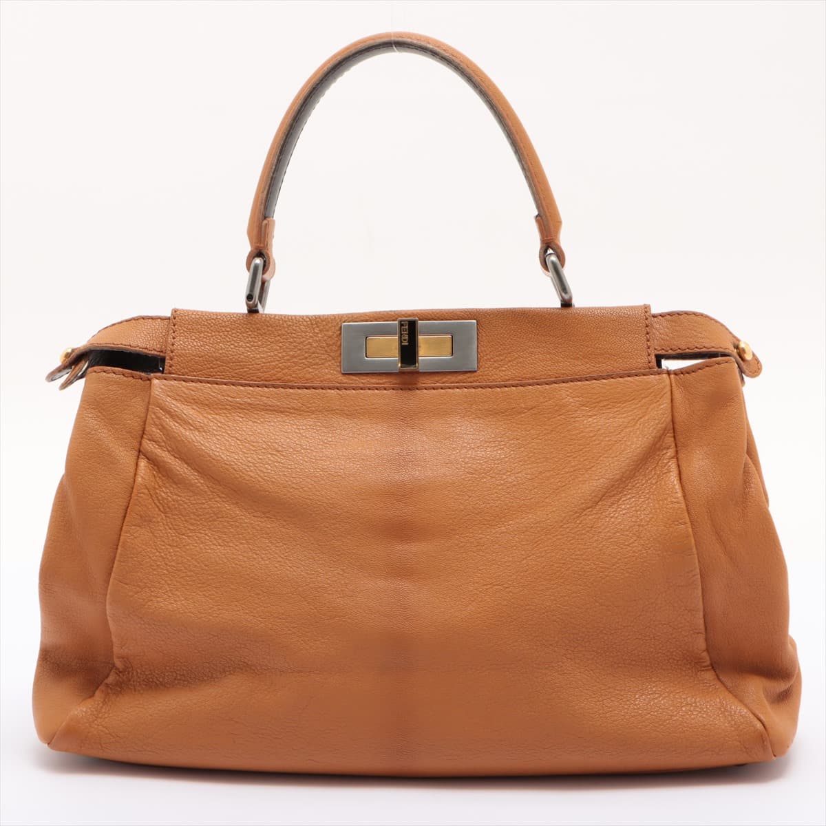 Fendi PEEKABOO REGULAR Leather 2way handbag Brown 8BN226