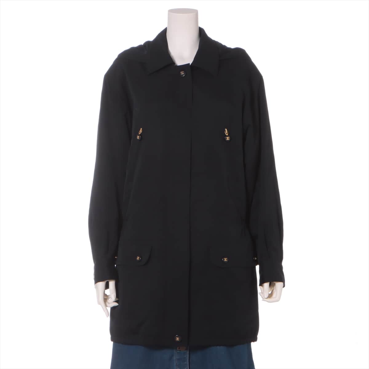 Chanel Wool coats 40 Ladies' Black  Coco Button