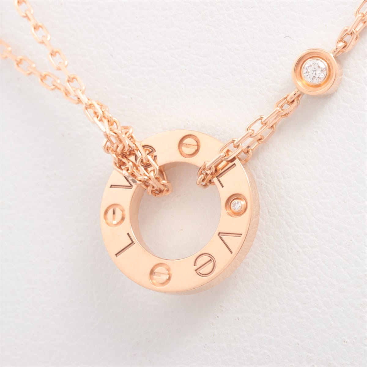 Cartier Love Circle 2P diamond Necklace 750(PG) 6.3g