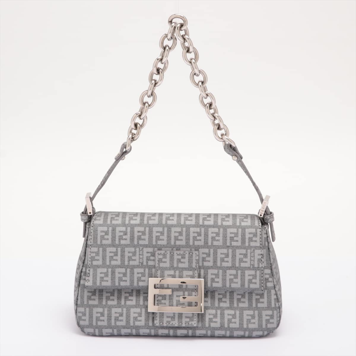 Fendi Mamma Baguette Zucchino PVC Chain handbag Grey 8BR180