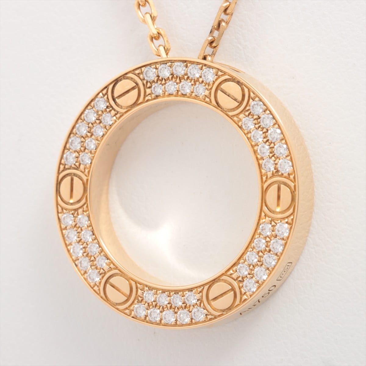Cartier Love Circle Pavé diamond Necklace 750(YG) 18.5g