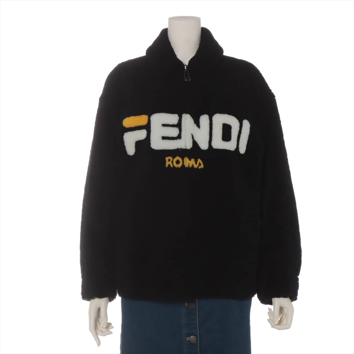 FENDI × FILA 18 years Polyester & Nylon Jacket 38 Ladies' Black  Reversible Removable fur