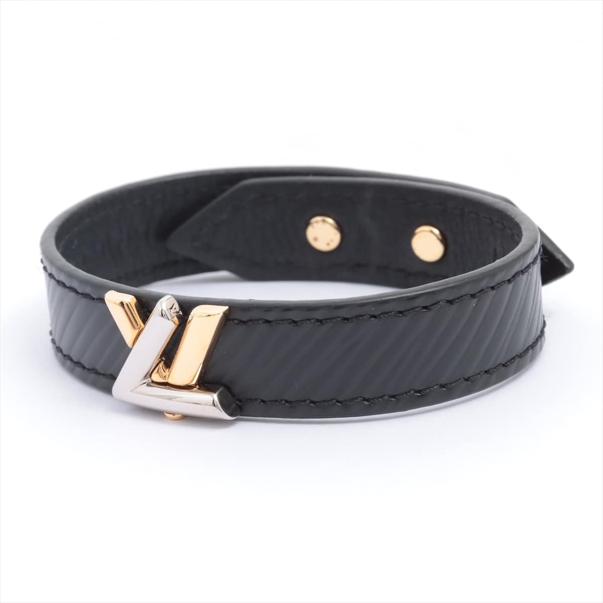 Louis Vuitton M6400F Brasserie LV Twist BC4290 Bracelet Leather Black