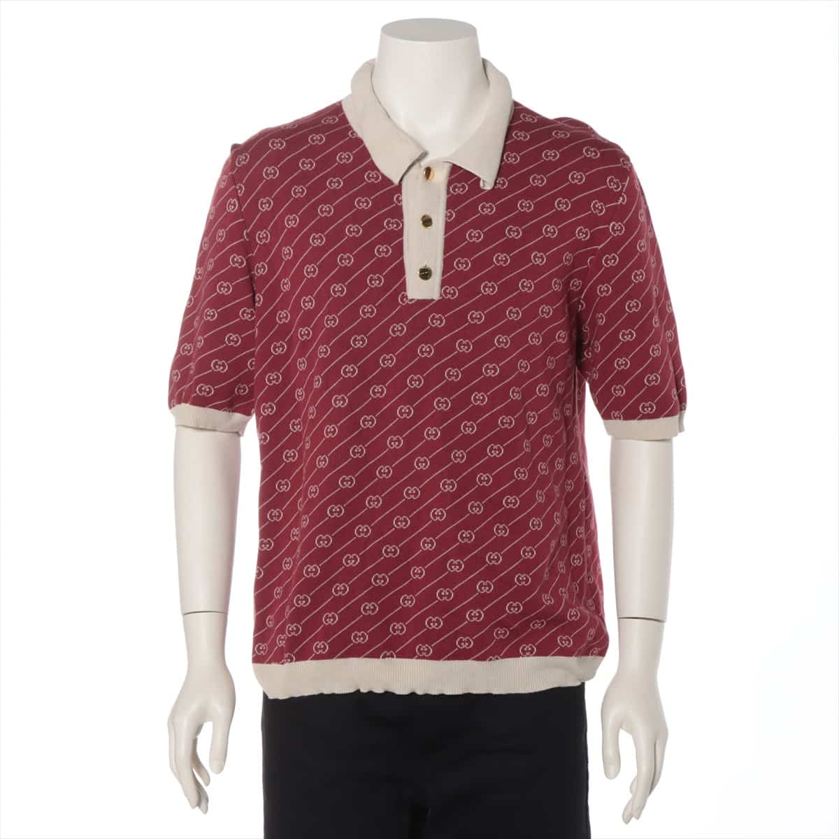 Gucci 21AW Cotton & silk Sweater XL Men's Bordeaux  Diagonal 655100
