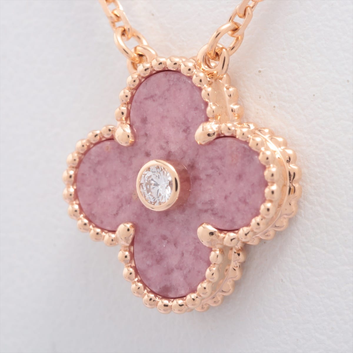 Van Cleef & Arpels Vintage Alhambra Rhodonite diamond Necklace 750(PG) 6.2g 2021 Christmas limited