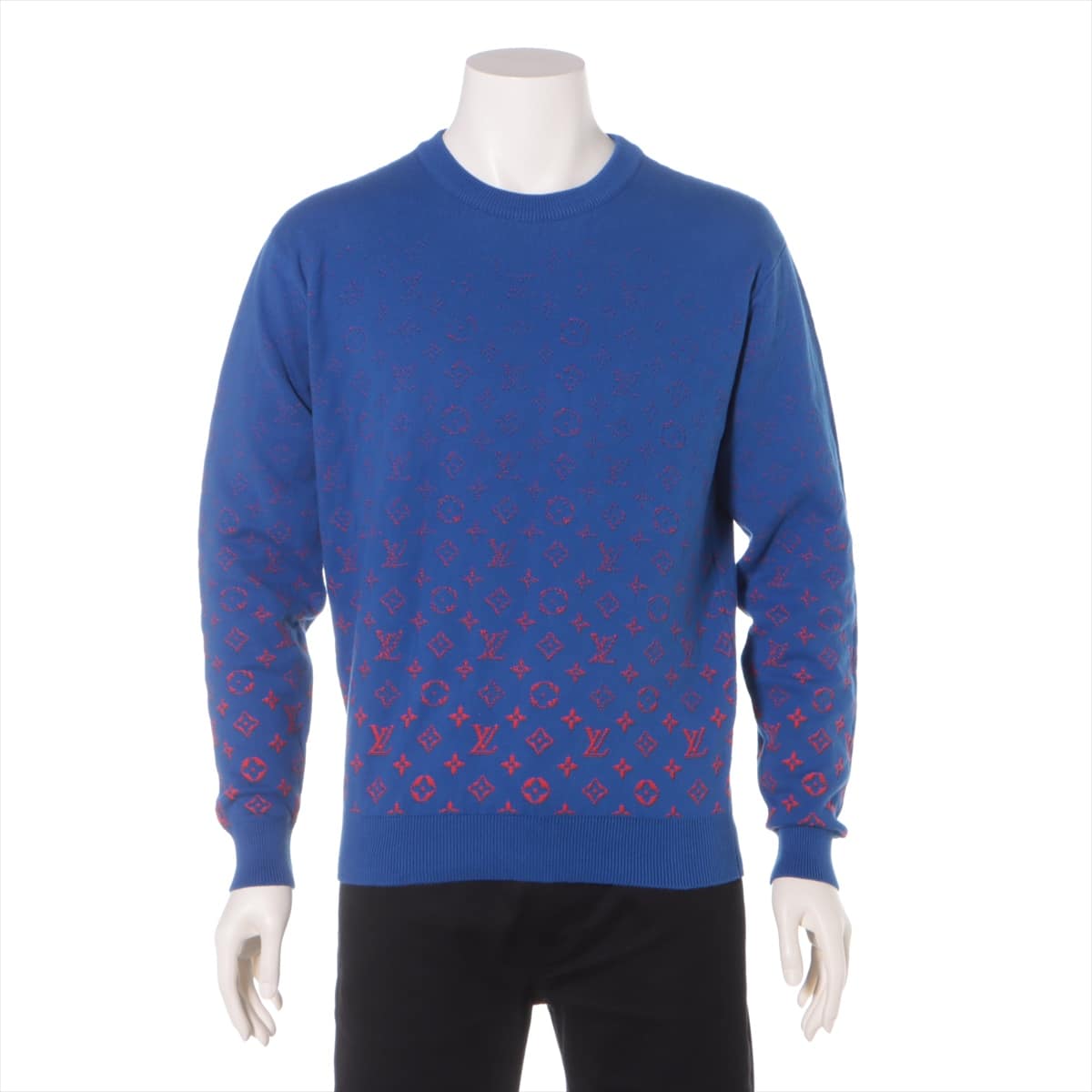 Louis Vuitton 21 years Cotton Knit XS Men's Blue  RM212Q Monogram gradient