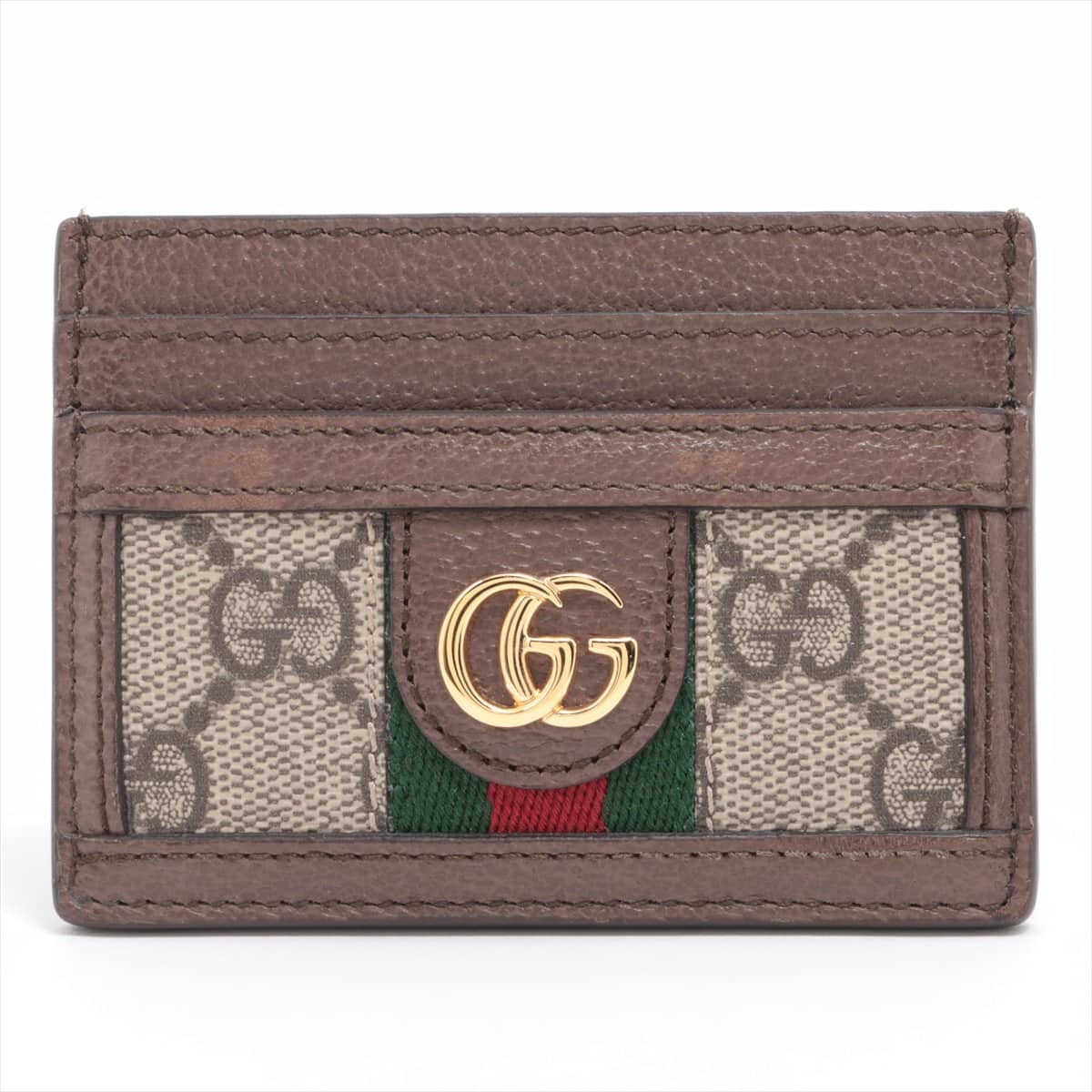 Gucci GG Supreme Ophidia PVC & leather Card Case Brown 523159