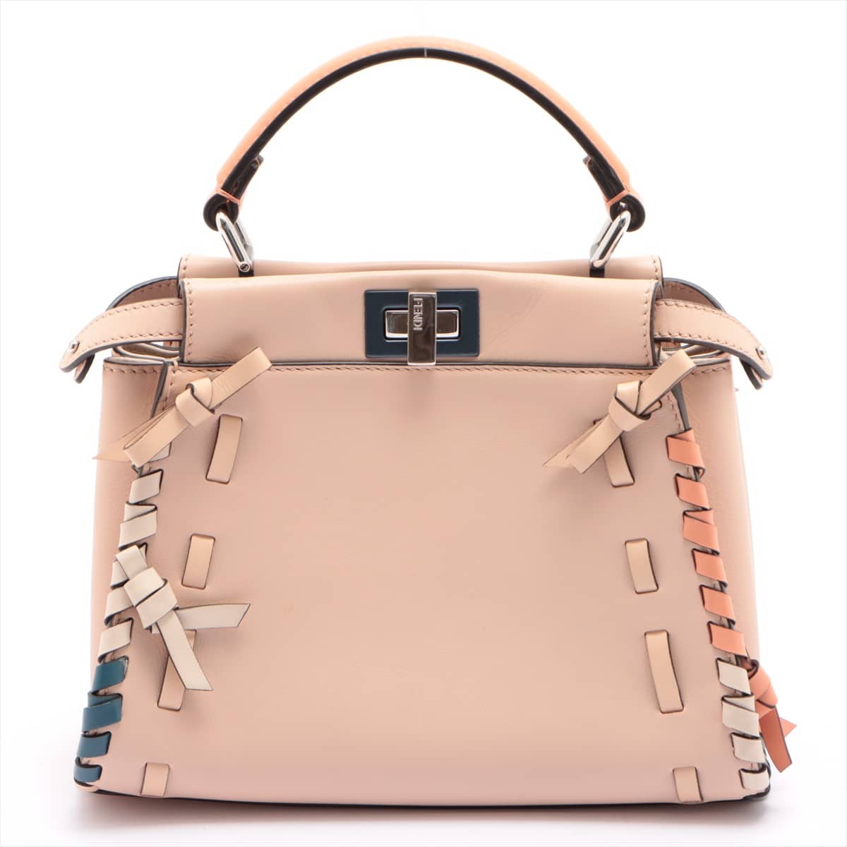 Fendi Mini Peek-a-boo Leather 2way handbag Beige 8BN244