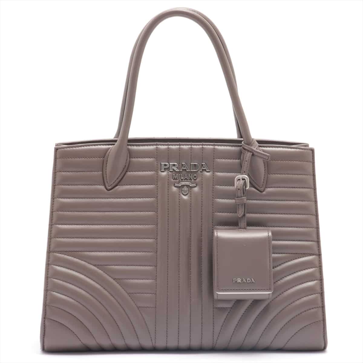 Prada Diagram Leather 2way handbag Greige 1BA165