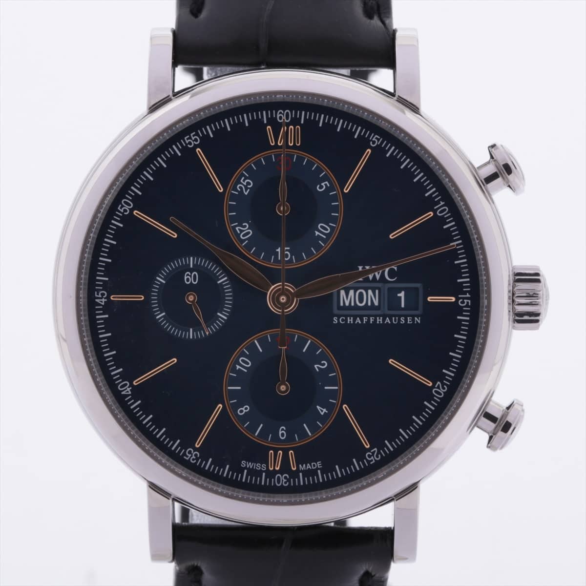 IWC Portofino Chronograph IW391036 SS & Leather AT Navy dial