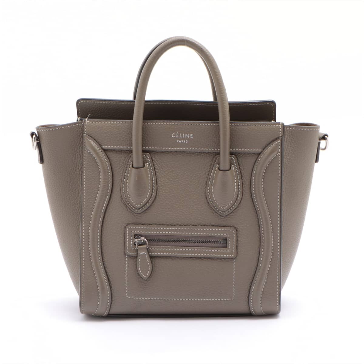 CELINE Luggage Nano shopper Leather 2way shoulder bag Grey