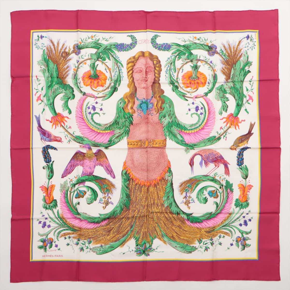Hermès Carré 90 CERES Goddess Ceres Scarf Silk Pink